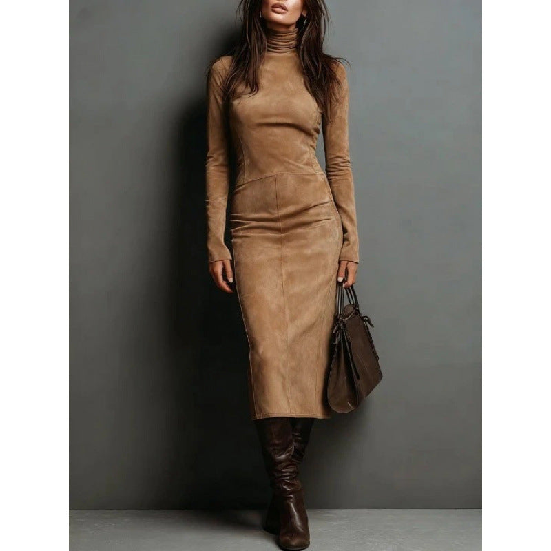 Pencil-Skirt Turtleneck Long-Sleeved Slim-Fitting