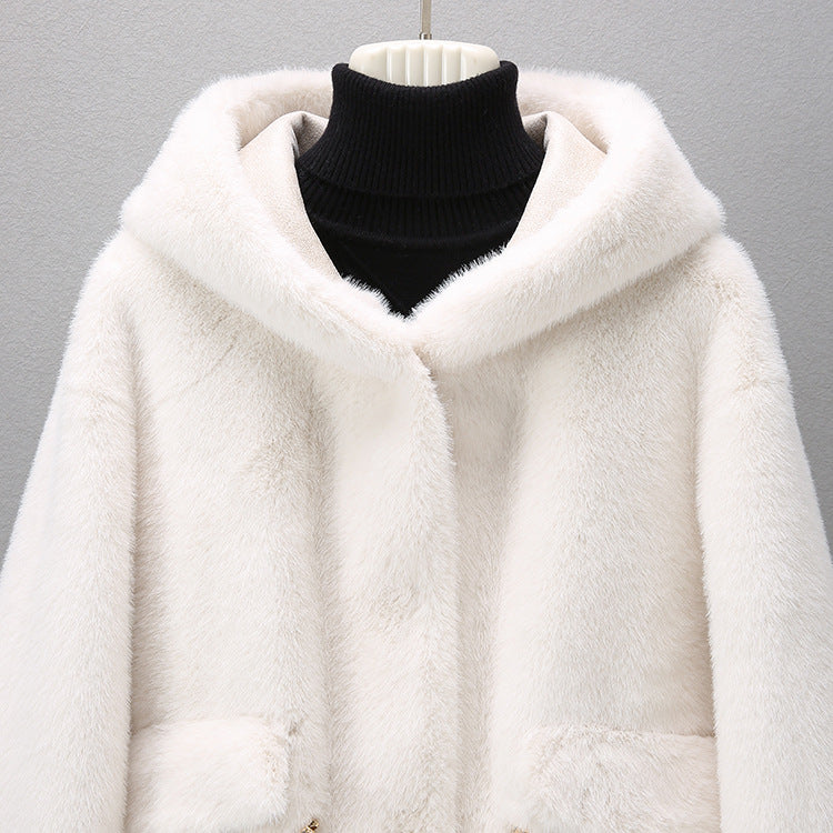 Mid-Length Loose Thick-Sweater Coat Women's