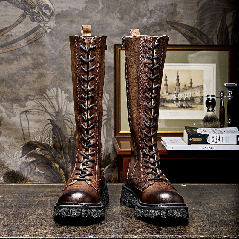 ShopBAM — Vintage Leather Martin Boots with Front Tie — Men's