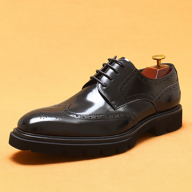 Cowhide British Carved Leather Shoes — Men's