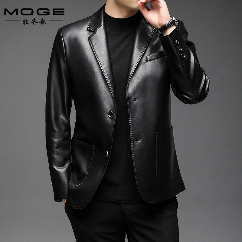 ShopBAM — PU Leather Single-Breasted Suit — Men's