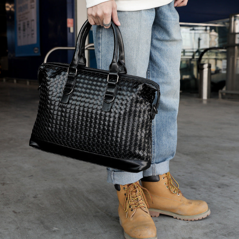 Hand-Woven Leather Briefcase