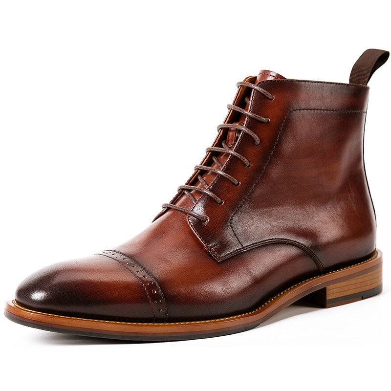 Cowhide British Style Leather Boots — Men&