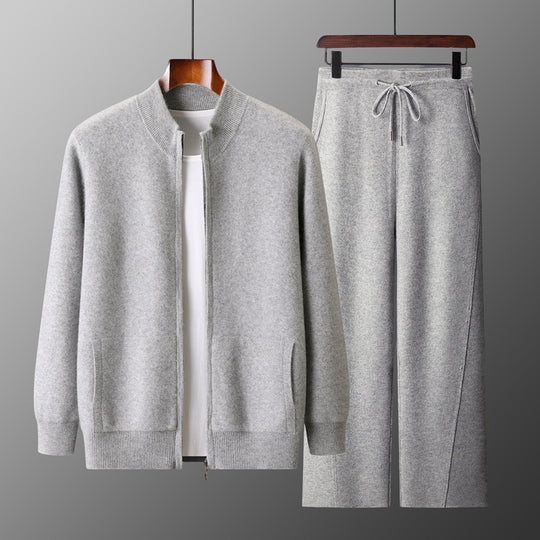 Double-Faced Wool Knit Zip Sweater — Men&