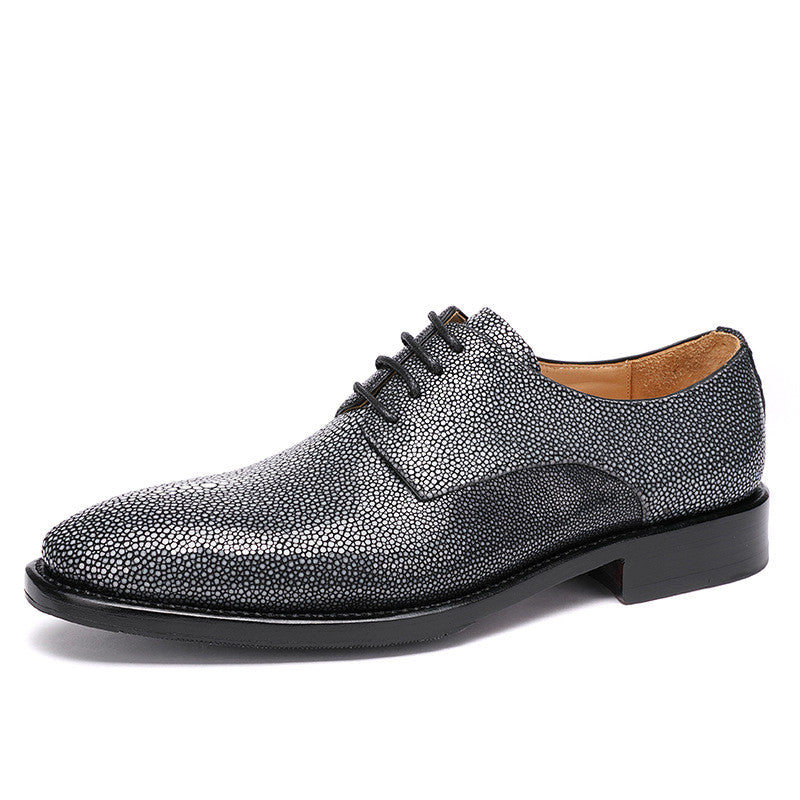 Pearl Fish Skin Lace-Up Shoes — Men&