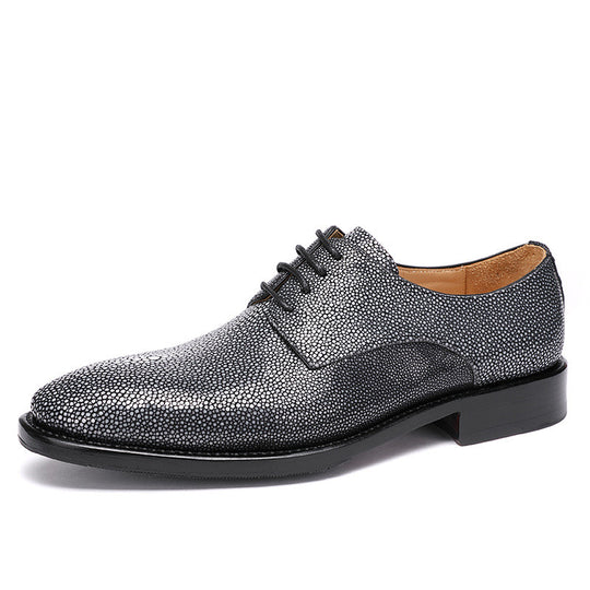 Pearl Fish Skin Lace-Up Shoes — Men&