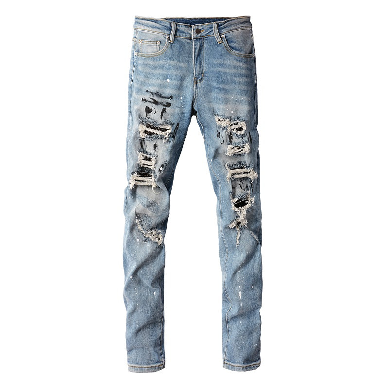 Paint-Splash Distressed Denim — Worn Wash