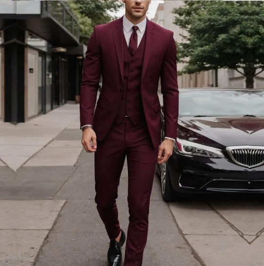 Solid Three-Piece Suit