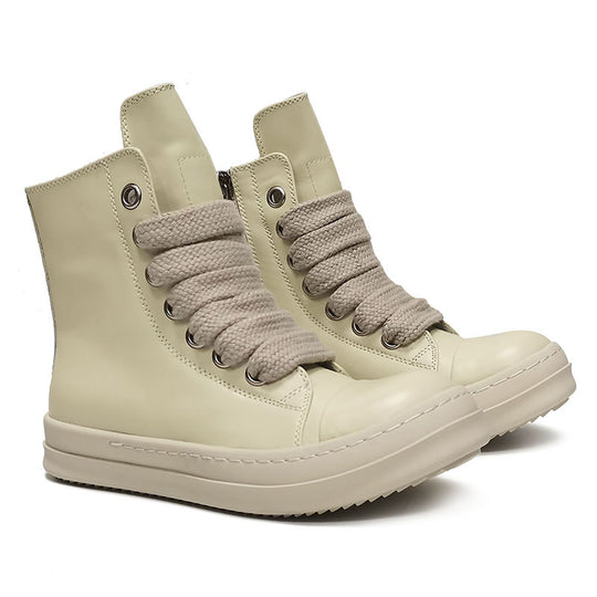 High-Top Cowhide Leather Sneakers — Unisex
