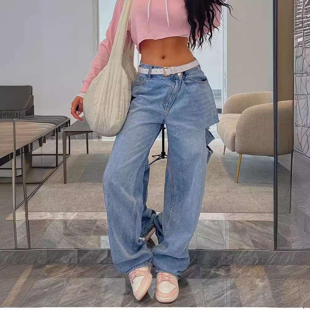 ShopBAM — Asymmetric Low-Waist Distressed Jeans — Women's