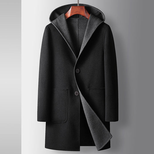 Reversible Hooded Wool Coat