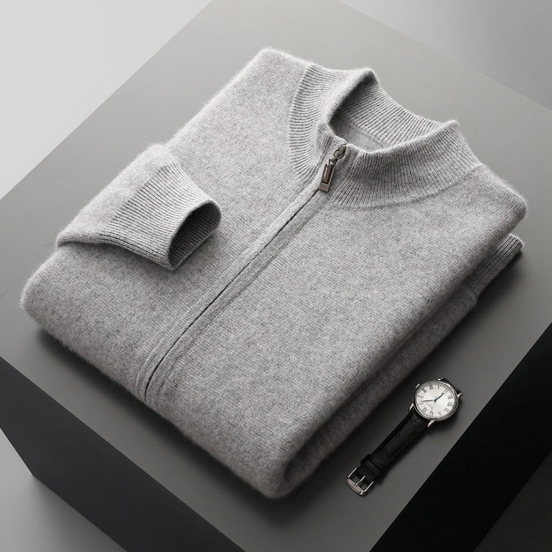 Double-Faced Wool Knit Zip Sweater — Men&