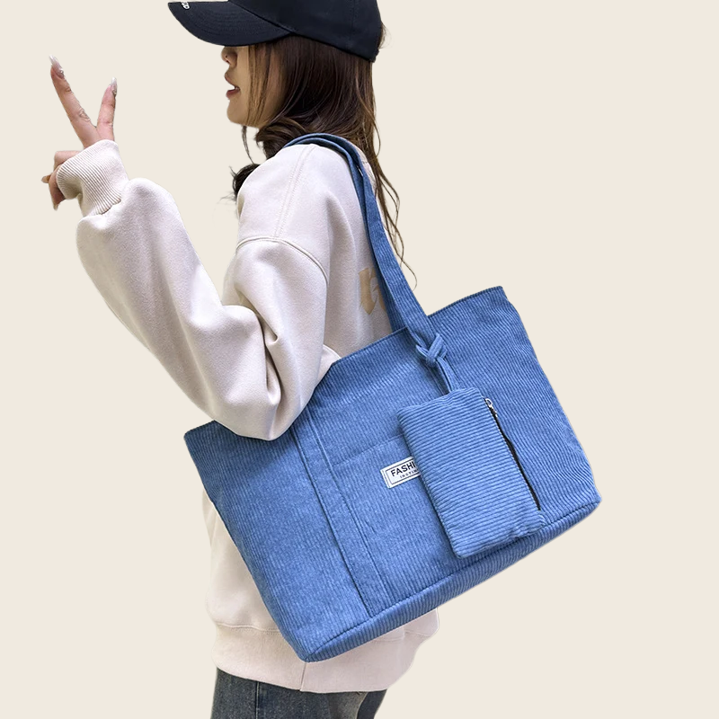 Large Corduroy Shoulder Bag, enhanced product photo