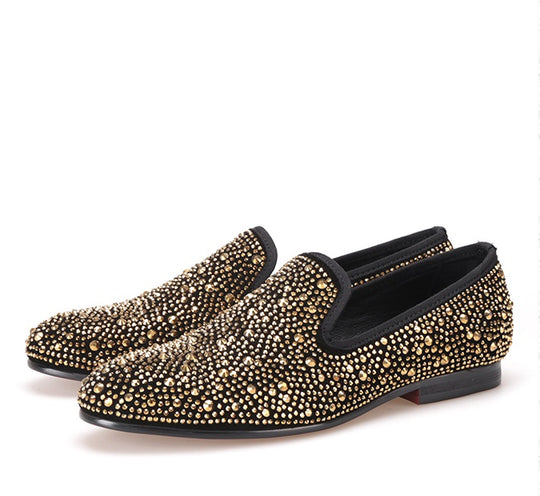 Black Leather Diamond Dress Shoes — Men&