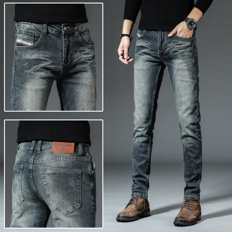 Casual Retro Slim Straight Denim — Classic Blue
