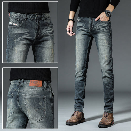 Casual Retro Slim Straight Denim — Classic Blue