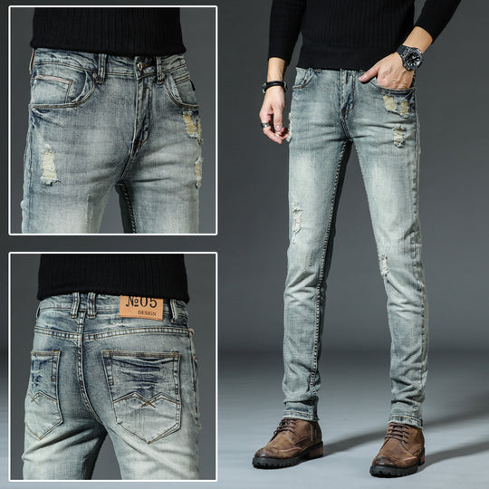 Casual Retro Slim Straight Denim — Classic Blue