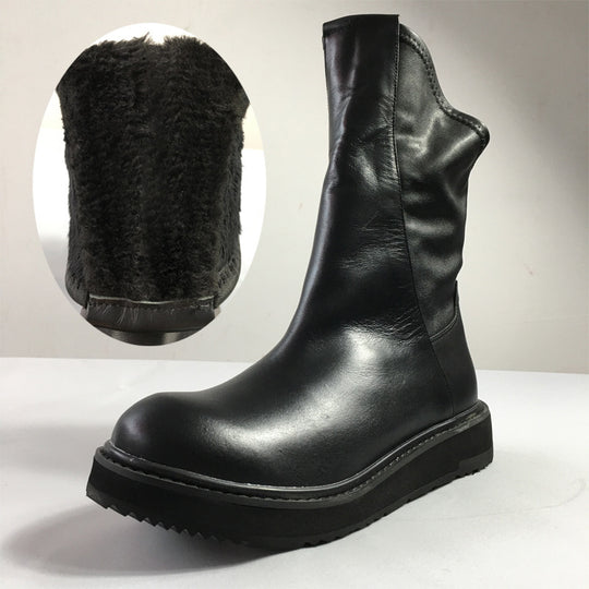 Velvet High-Top Retro Casual Leather Shoes — Men&