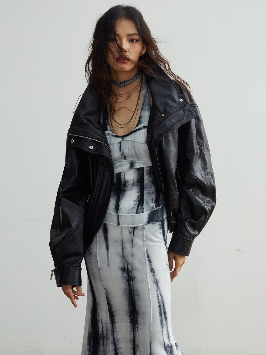 Detachable Fur Collar Leather Jacket — Retro