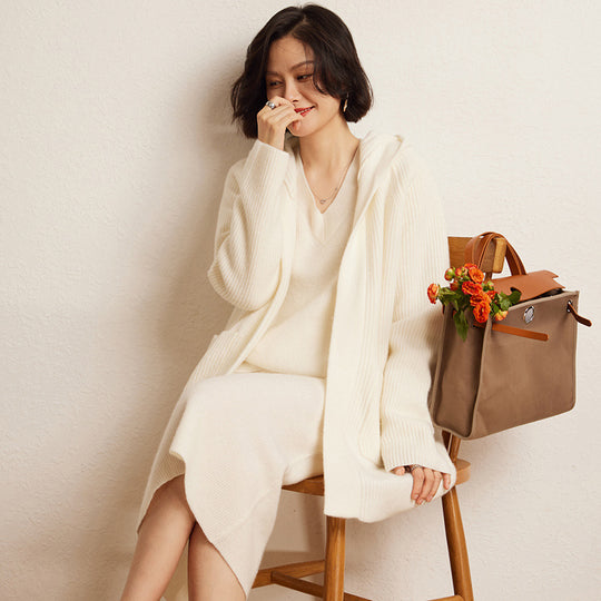 Cashmere Hooded Cardigan Coat — 3 Colours