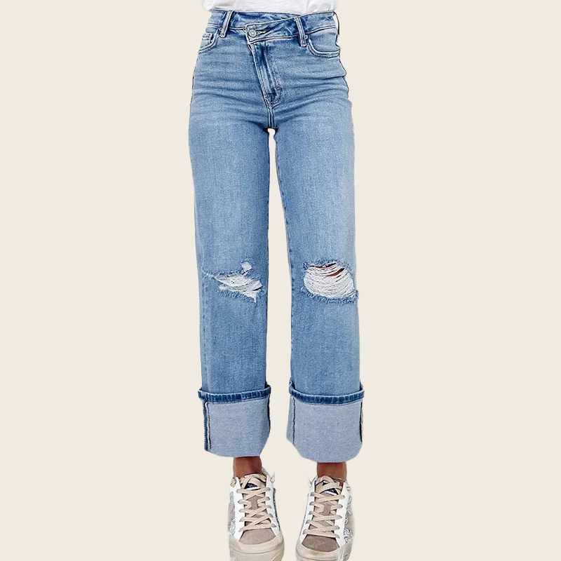 High-Waist Ripped Jeans - Women's, enhanced product photo