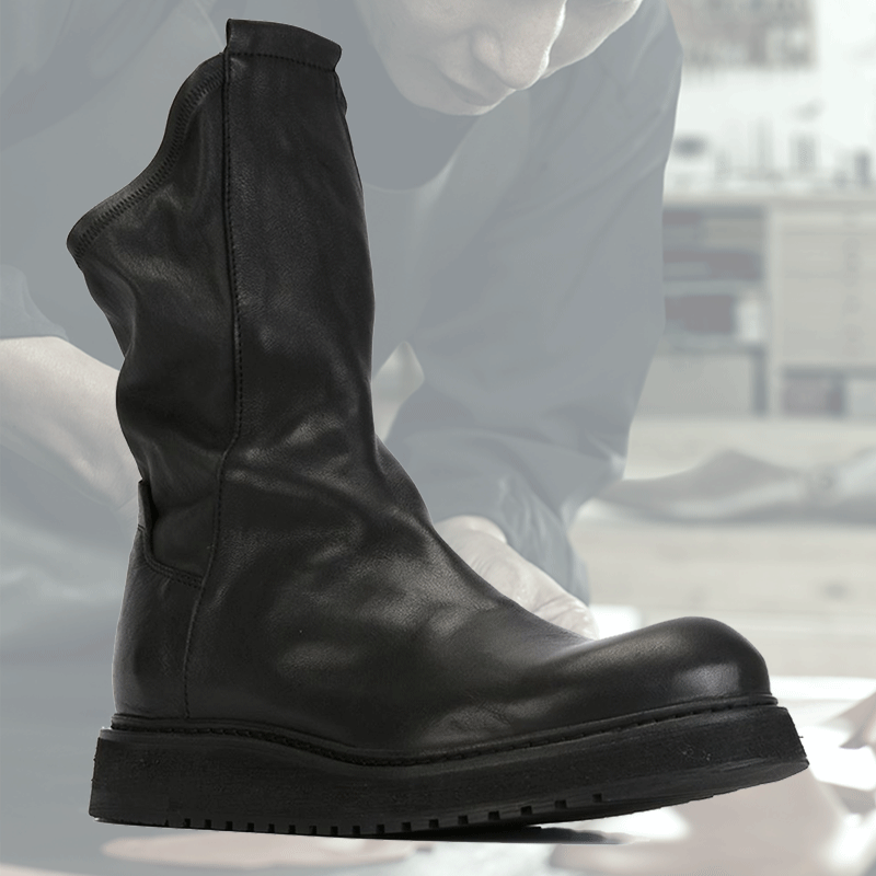 ShopBAM — Velvet High-Top Retro Casual Leather Shoes — Men's