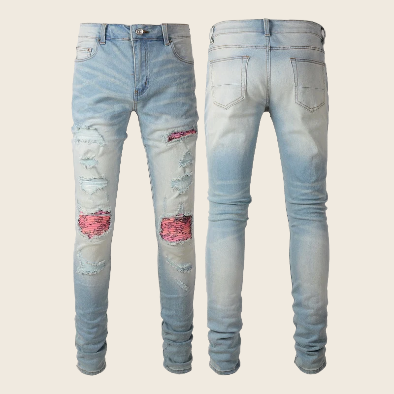 High Street Paisley Denim - Light Wash, enhanced product photo