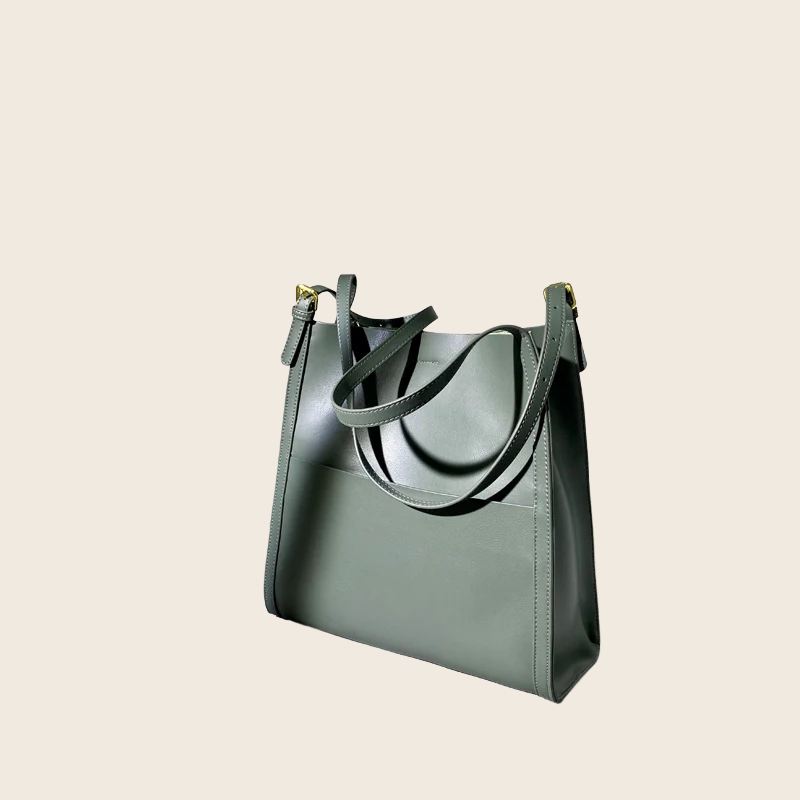 Large Leather Bucket Bag - Women's, enhanced product photo