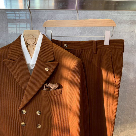British Double-Breasted Business Casual Suit — Men&