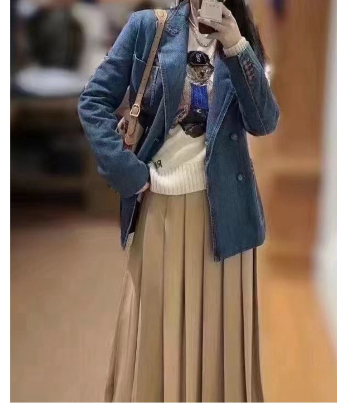 Tibetan Blue Double-Breasted Denim Jacket
