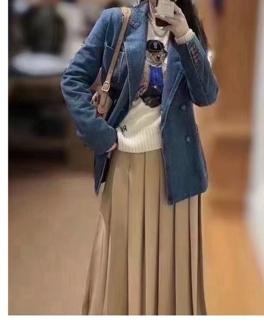 Tibetan Blue Double-Breasted Denim Jacket
