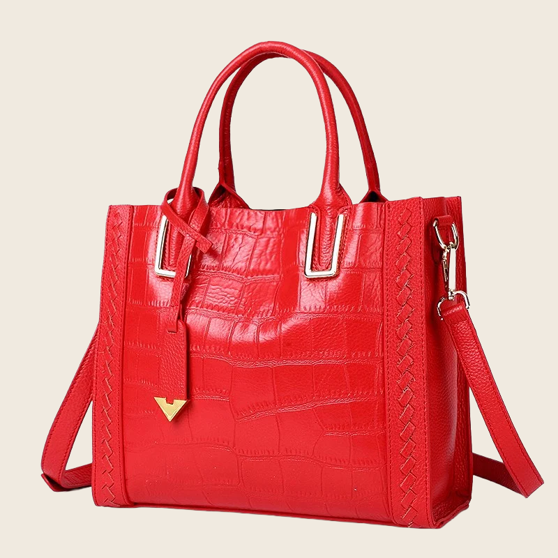 Woven Leather Handbag - Women's, enhanced product photo