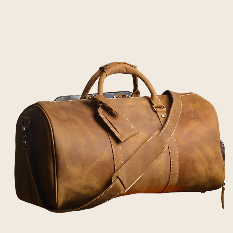 Crazy Horse Leather Travel Bag, enhanced product photo