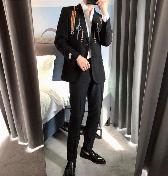 British Embroidery Slim Fit Suit — Men&