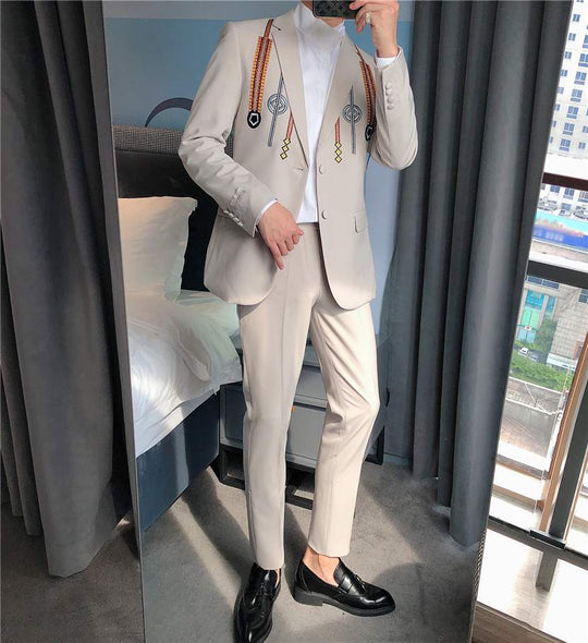 British Embroidery Slim Fit Suit — Men&