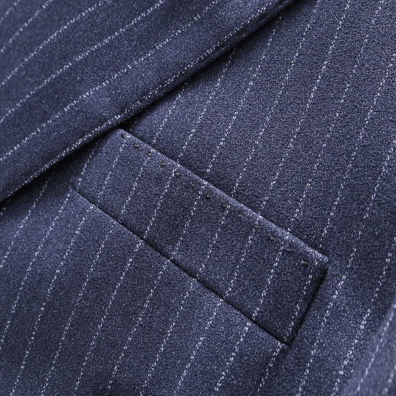 Double-Breasted Striped Three-Piece Suit — Men's