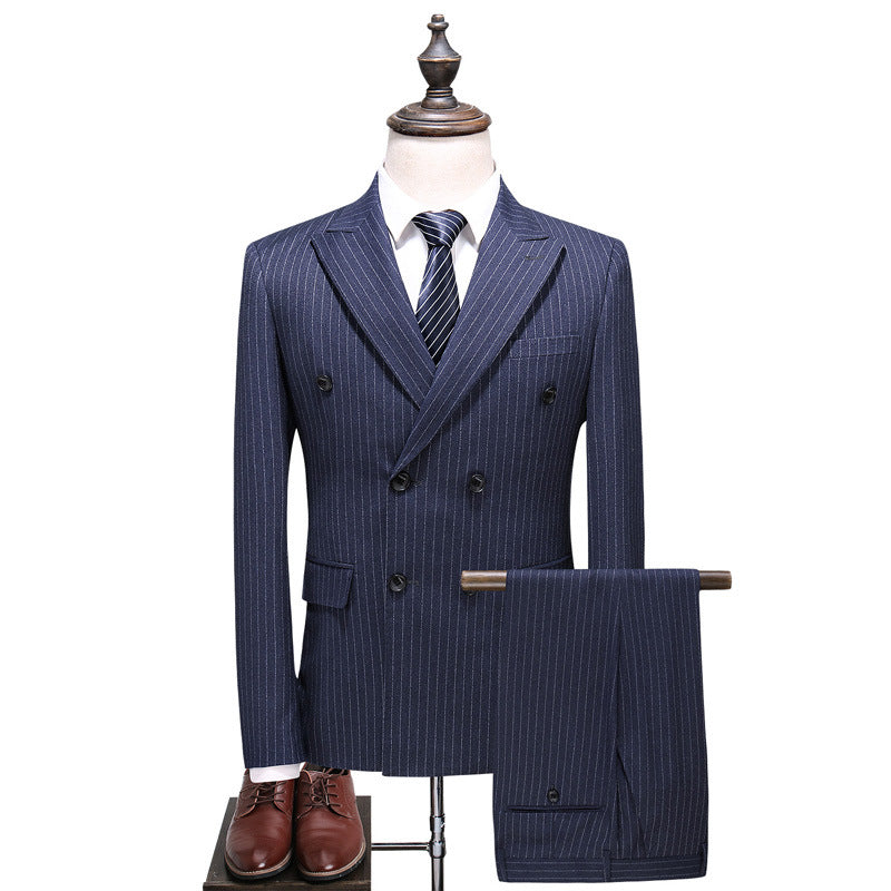 ShopBAM — Double-Breasted Striped Three-Piece Suit — Men's