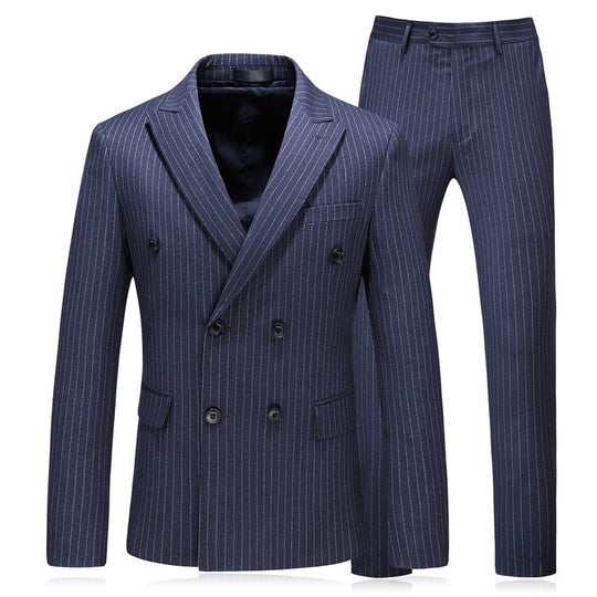 Double-Breasted Striped Three-Piece Suit — Men&