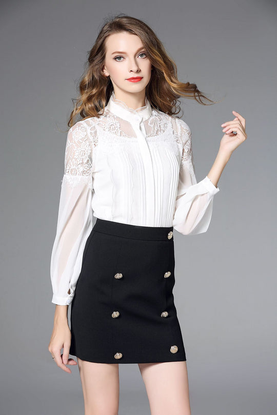 Palace Lace Stitching Shirt — Women&