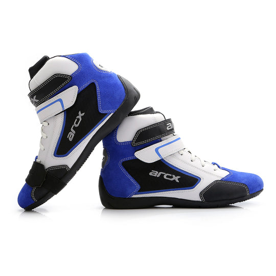 Blue Leather Motorcycle Boots — Unisex