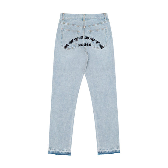 Artisan Embroidered Distressed Straight-Leg Jeans - Women&