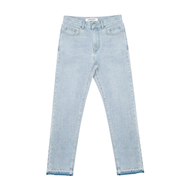 ShopBAM — Artisan Embroidered Distressed Straight-Leg Jeans - Women's Vintage Wash Denim