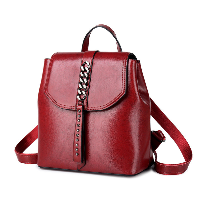 Leather Fashion Backpack — Women's