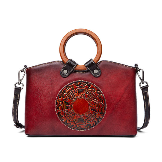 Embossed Leather Messenger Bag