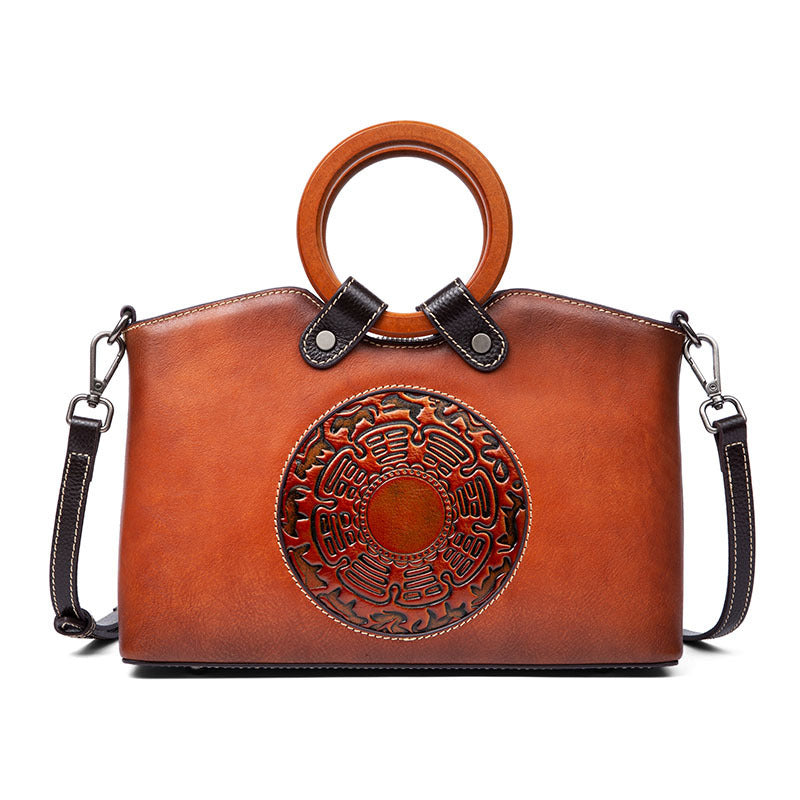 Embossed Leather Messenger Bag