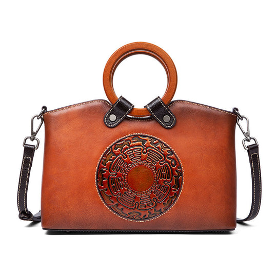 Embossed Leather Messenger Bag