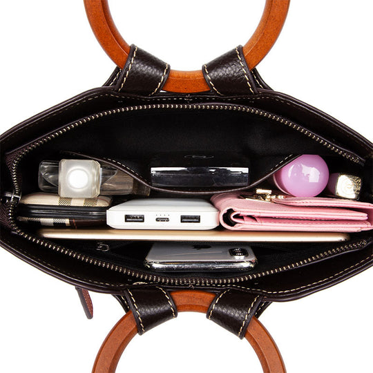 Embossed Leather Messenger Bag