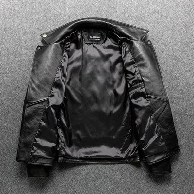 Lapel Slim Fit Leather Motorcycle Jacket