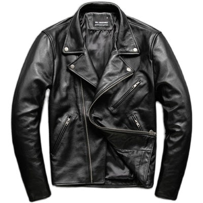 Lapel Slim Fit Leather Motorcycle Jacket