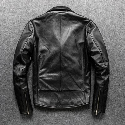 Lapel Slim Fit Leather Motorcycle Jacket